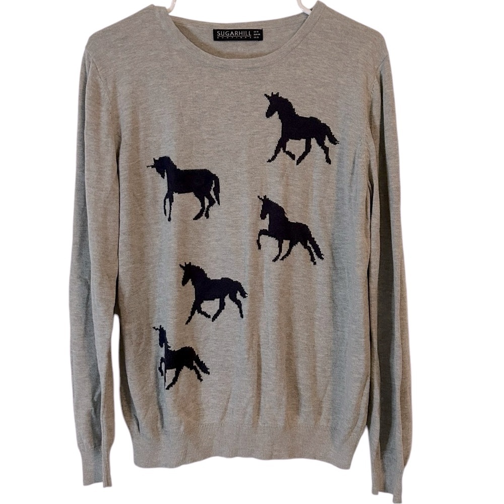 Sugarhill Boutique Women’s Unicorn‎ Graphic Sweater Size 10 Cute Whimsical